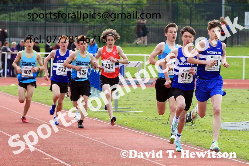 Mens Under-17s 1500 metres, 2023 North Eastern Track and Field Champs., Middlesbrough Sports Village, Middlesbrough. Photo: David T. Hewitson/Sports for All Pics